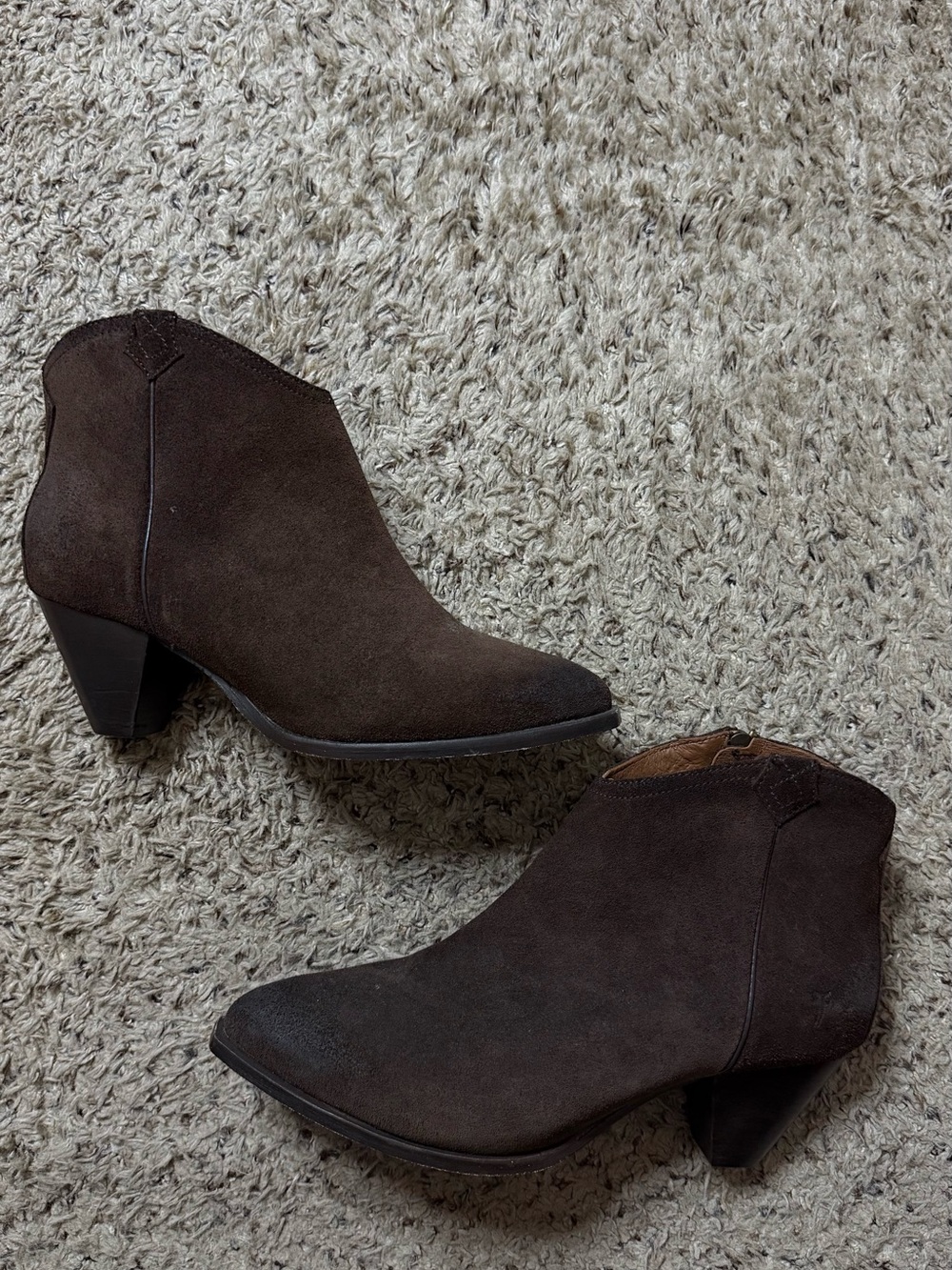 Frye Women's Brown Suede Ankle Booties - Classic Heel